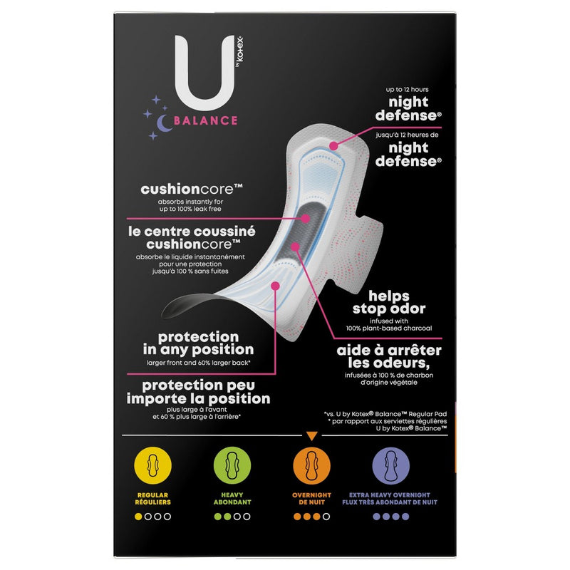 U by Kotex Balance Ultra-Thin Overnight Pads with Wings - Unscented - 38ct