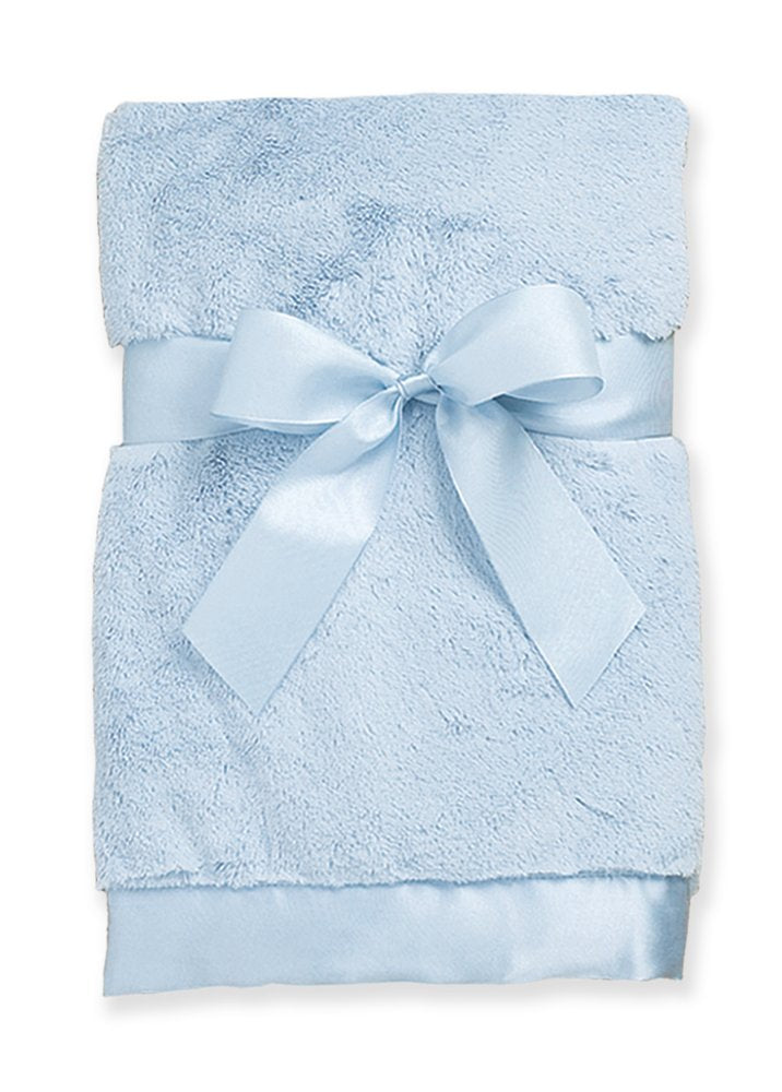 Bearington Baby Large Silky Soft Crib Blanket (Blue) 36" X 29"
