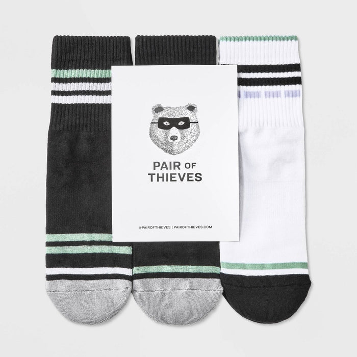 Pair of Thieves Men's 3pk Striped Cushion Ankle Socks - Black/White 6-12843677173574