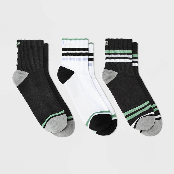 Pair of Thieves Men's 3pk Striped Cushion Ankle Socks - Black/White 6-12843677173574