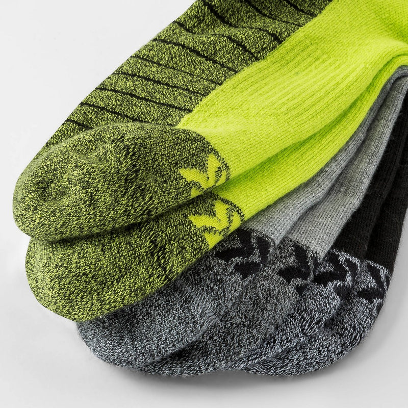 Men's Crew Socks 3pk - All in Motion™ Lime Green/Gray/Black 6-12