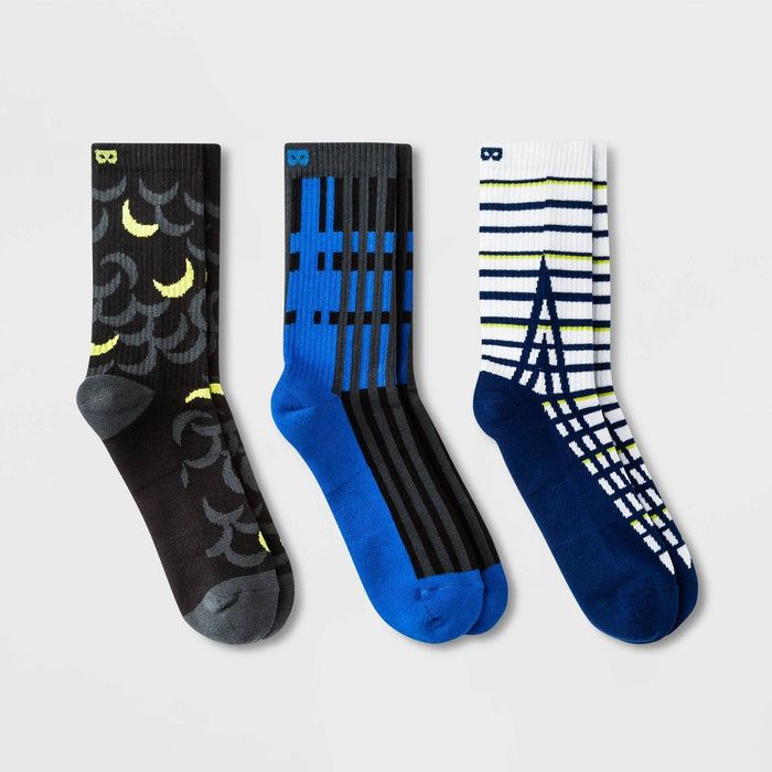 Pair of Thieves Men's 3pk Cushion Crew Socks- Lime/Blue/White Moon 8-12