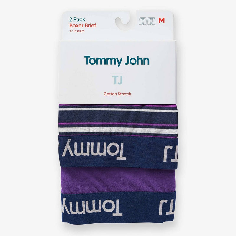 TJ | Tommy John™ Men's Striped 4'' Boxer Briefs 2pk - Blue/Purple S