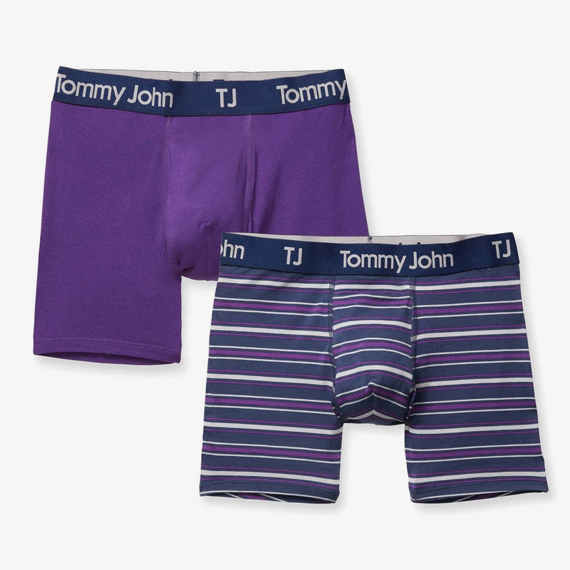 TJ | Tommy John™ Men's Striped 4'' Boxer Briefs 2pk - Blue/Purple S