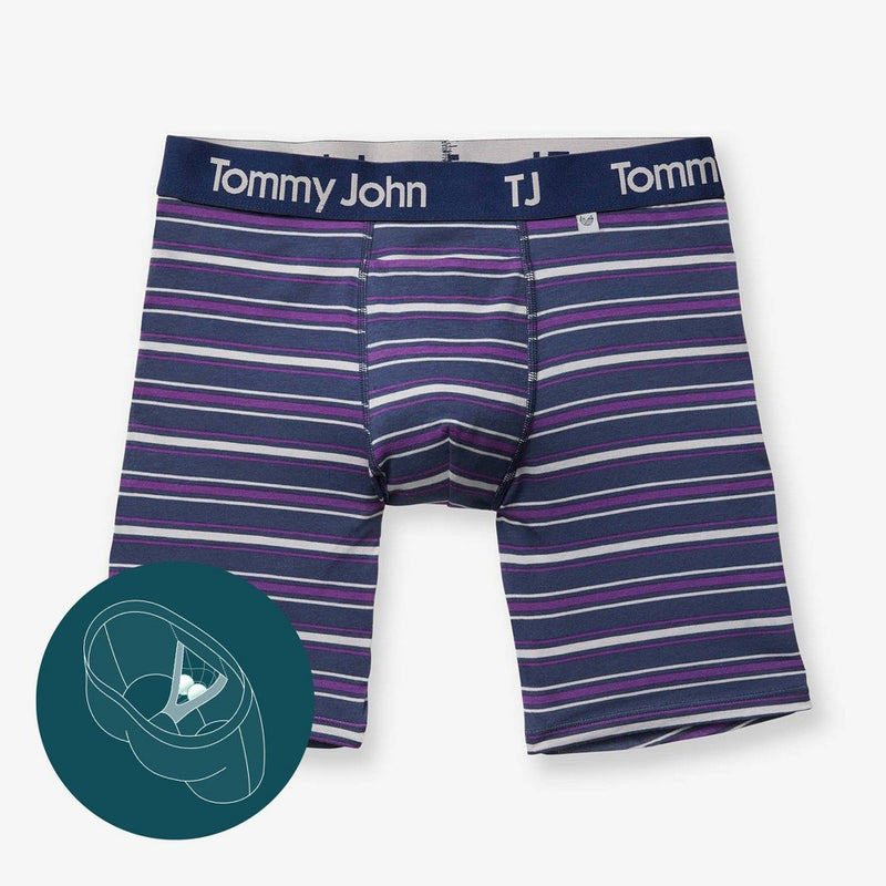 TJ | Tommy John™ Men's Striped 6'' Hammock Boxer Briefs - Deep Purple Stripe S