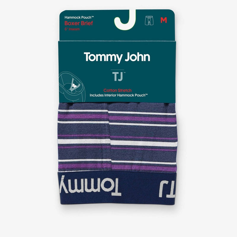 TJ | Tommy John™ Men's Striped 6'' Hammock Boxer Briefs - Deep Purple Stripe S