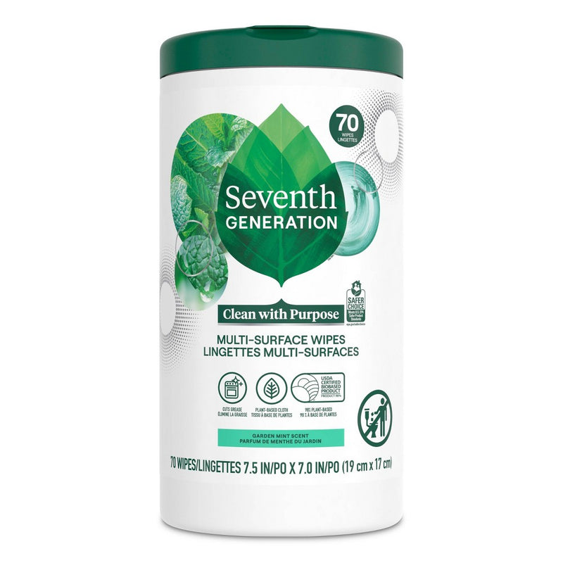 Seventh Generation Garden Mint Multi-Surface Cleaning Wipes - 70ct