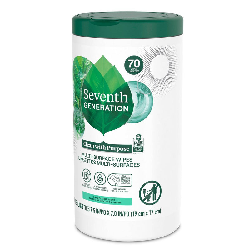 Seventh Generation Garden Mint Multi-Surface Cleaning Wipes - 70ct
