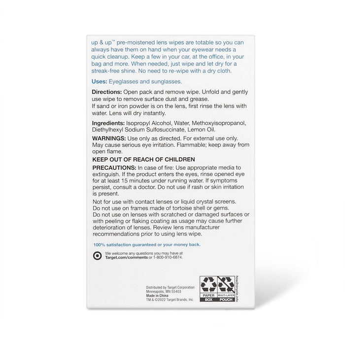 Pre-Moistened Lens Wipes - 60ct - up & up™