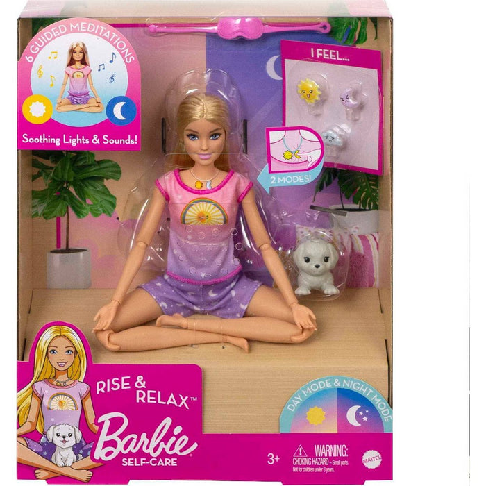 Barbie Self-Care Rise & Relax Doll with Yellow Puppy