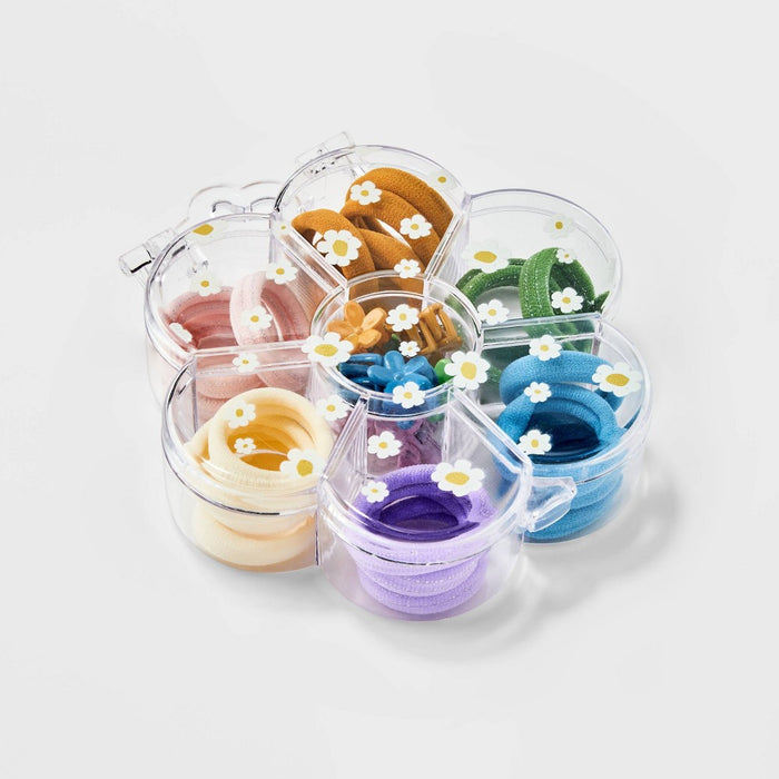 Girls' 30pk Mixed Ponies and Mini Claw Clips with Flower Storage Box - Cat & Jack™