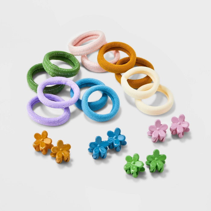 Girls' 30pk Mixed Ponies and Mini Claw Clips with Flower Storage Box - Cat & Jack™