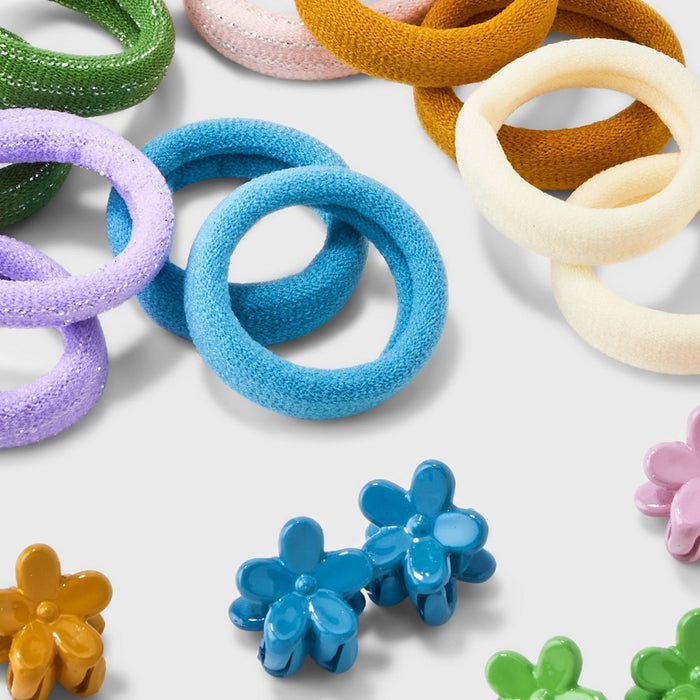 Girls' 30pk Mixed Ponies and Mini Claw Clips with Flower Storage Box - Cat & Jack™