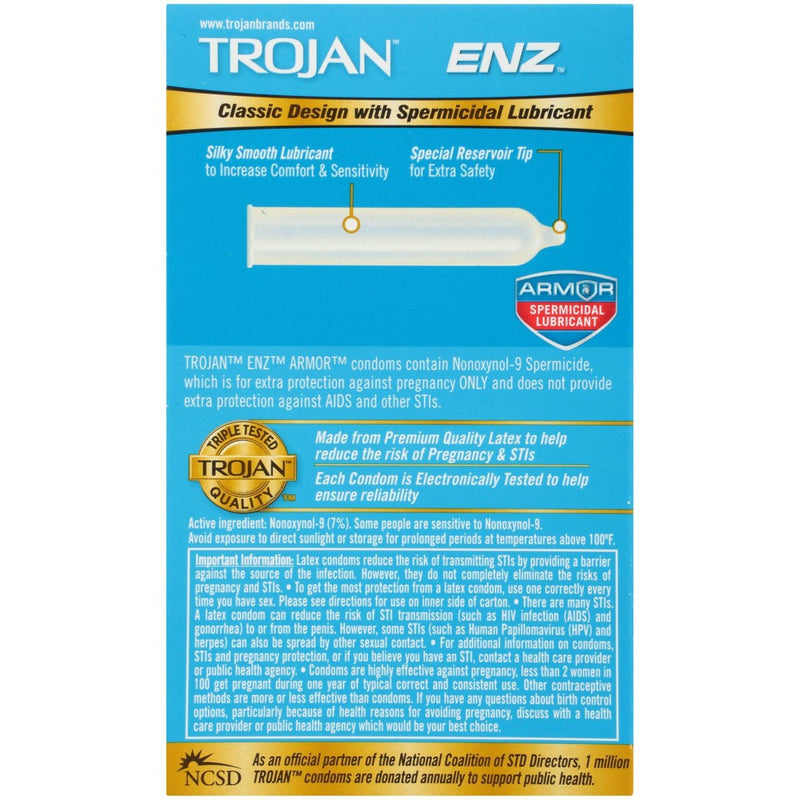 Trojan ENZ Lubricated Premium Latex Condoms - 12ct