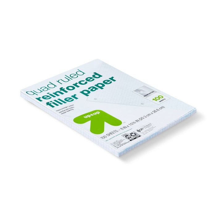 100ct Quad Ruled Filler Paper Reinforced  - up & up™