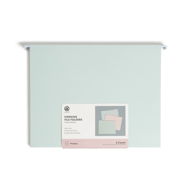 U Brands 6ct 6 Pockets Hanging File Folders - Debossed Pastels