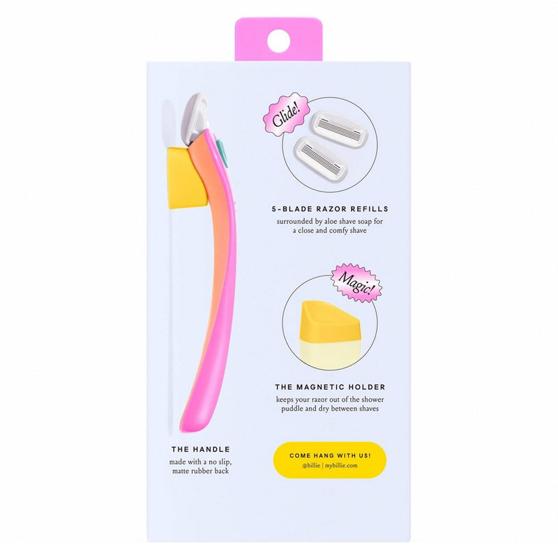 Billie Women's Razor Handle with Magnetic Holder & 2 Blade Refills - Malibu