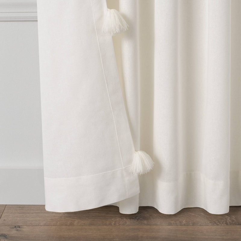 1pc 50"x84" Light Filtering Ardmore Pom Pom Light Window Curtain Panel Off White - Mercantile