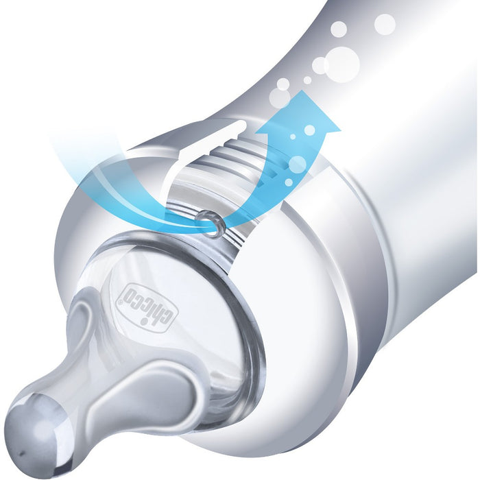 Chicco 2pk Duo Hybrid Baby Bottle with Invinci-Glass Inside/Plastic Outside with Slow Flow Anti-Colic Nipple - Clear/Gray - 5oz