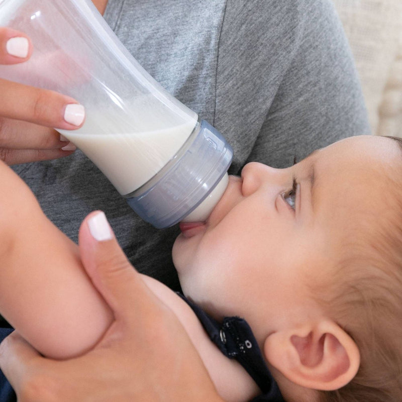 Chicco 2pk Duo Hybrid Baby Bottle with Invinci-Glass Inside/Plastic Outside with Slow Flow Anti-Colic Nipple - Clear/Gray - 5oz