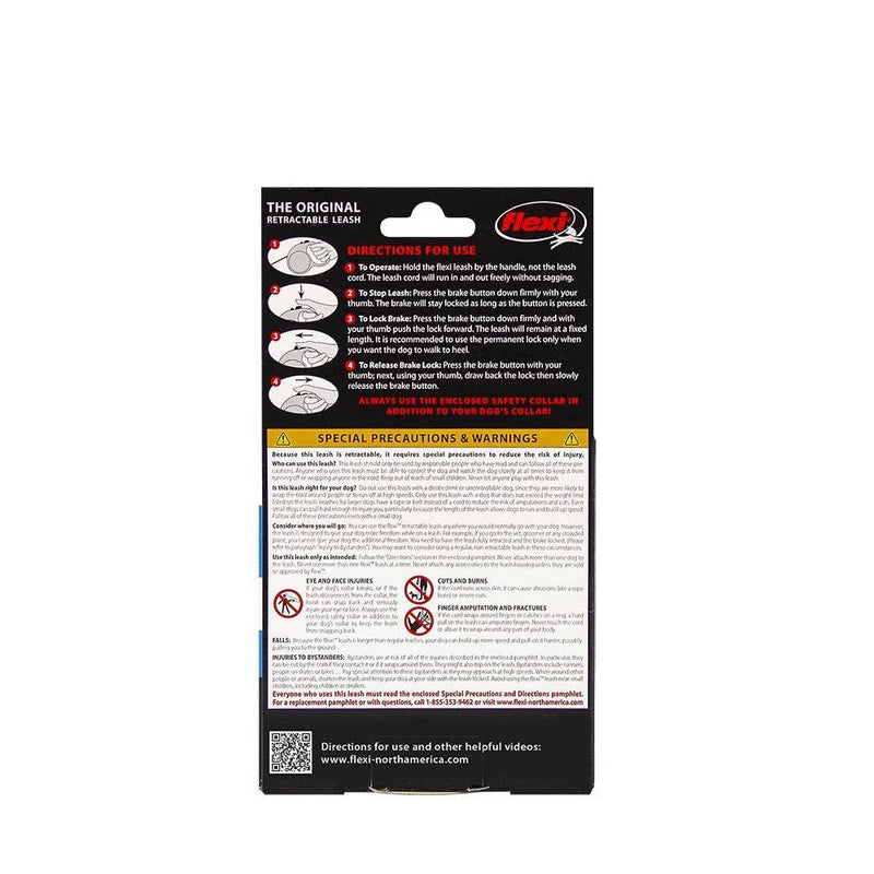 Flexi Fun Retractable 16ft Dog Leash - Black - S - 18 to 26lbs