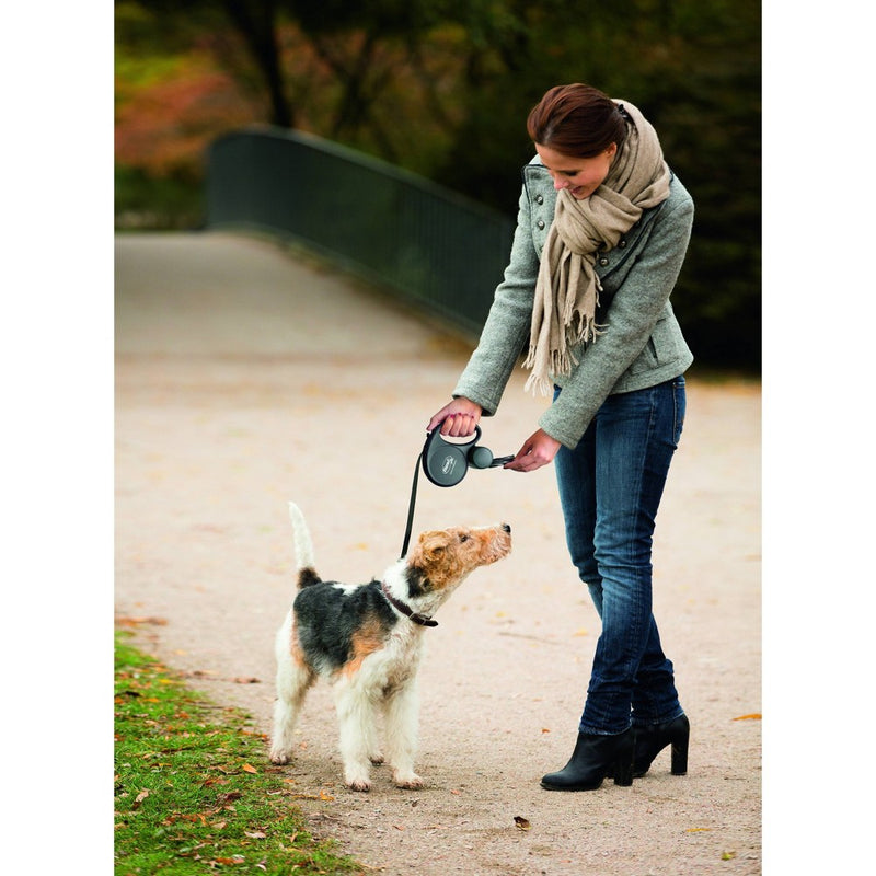 Flexi Fun Retractable 16ft Dog Leash - Black - S - 18 to 26lbs