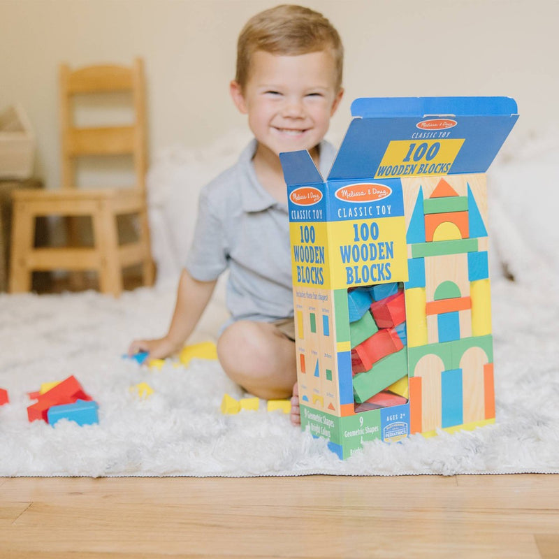 Melissa & Doug Wooden Building Blocks Set - 100 Blocks