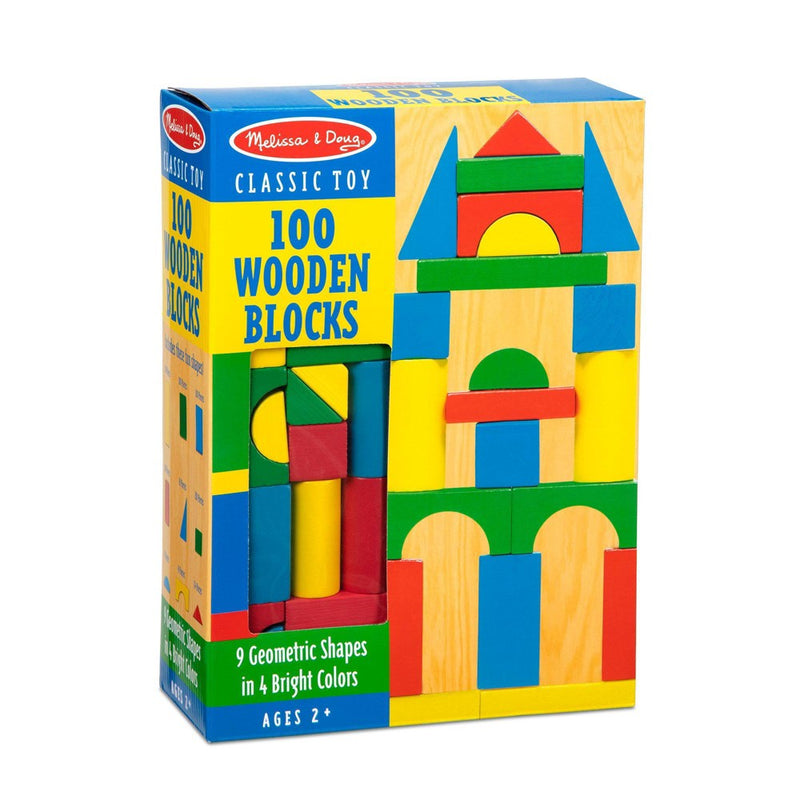 Melissa & Doug Wooden Building Blocks Set - 100 Blocks