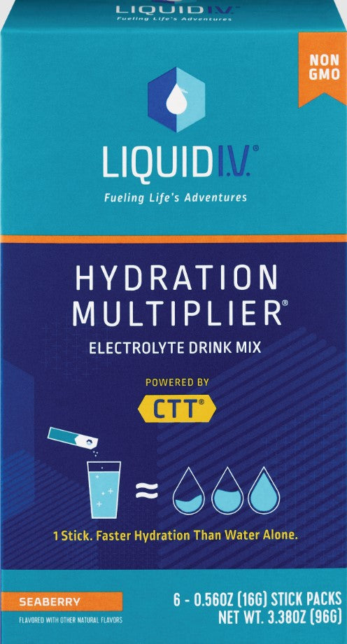 Liquid I.V. Hydration Multiplier Seaberry, 6 Sticks Packs Exp. 01/2025