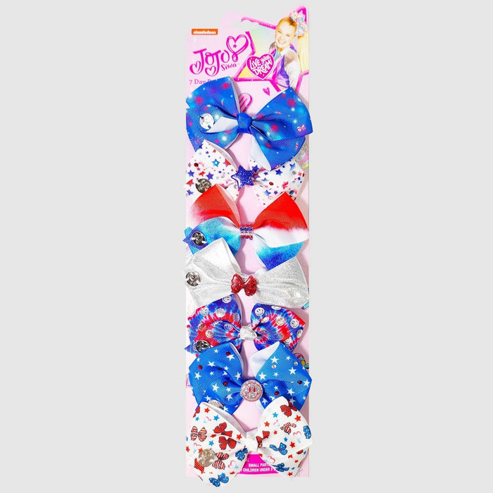 Girls' JoJo Siwa 7pk Americana Bow - Blue/Red/White