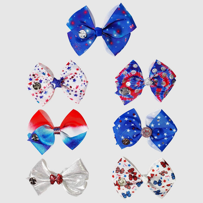Girls' JoJo Siwa 7pk Americana Bow - Blue/Red/White