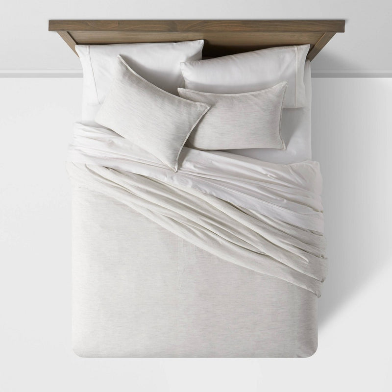 3pc Full/Queen Space Dyed Cotton Linen Duvet Cover & Sham Set Light Gray - Threshold™