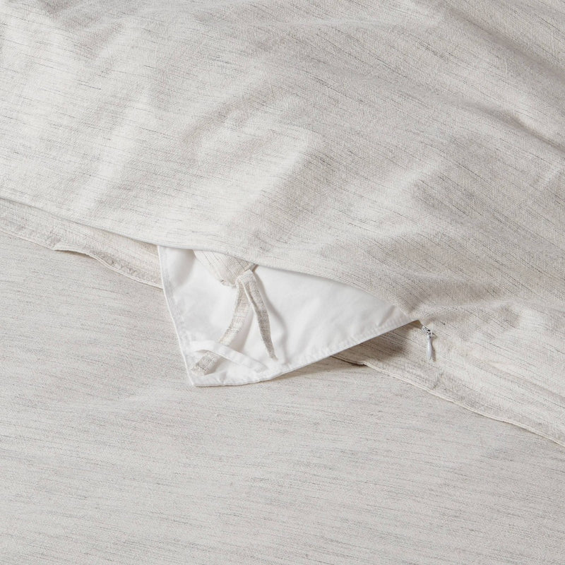 3pc Full/Queen Space Dyed Cotton Linen Duvet Cover & Sham Set Light Gray - Threshold™