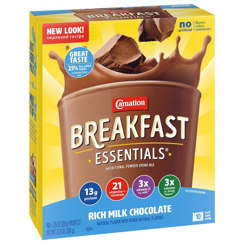 Carnation Breakfast Essentials Powder Drink Mix Rich Milk Chocolate - 12.6floz/10ct