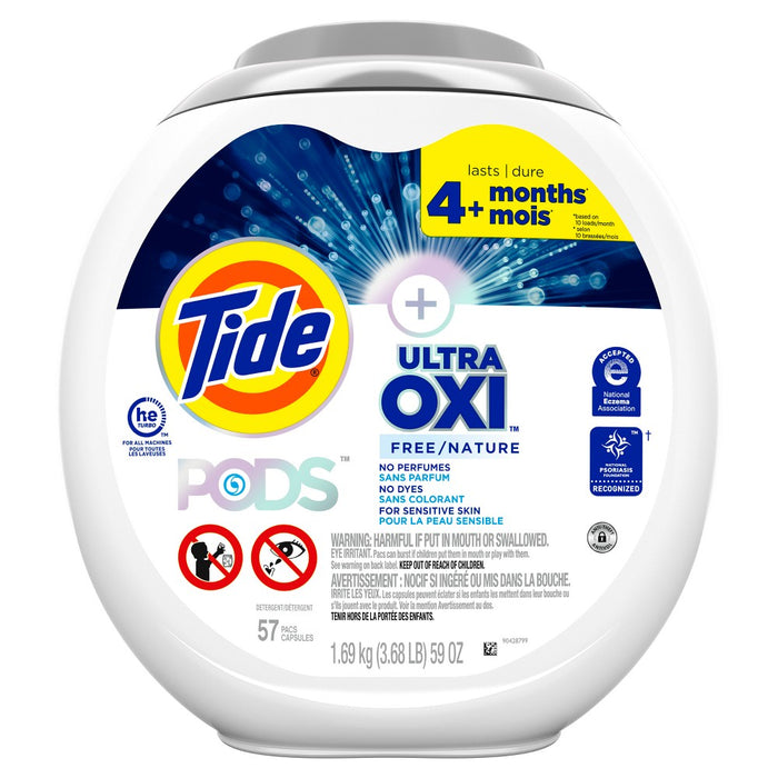 Tide Pods Oxi Laundry Detergent - Free & Gentle - 59oz/57ct