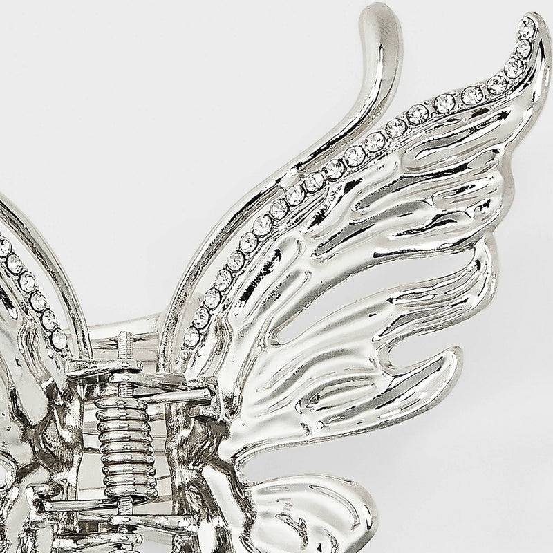 Metal Gem Butterfly Claw Hair Clip - Wild Fable™ Silver
