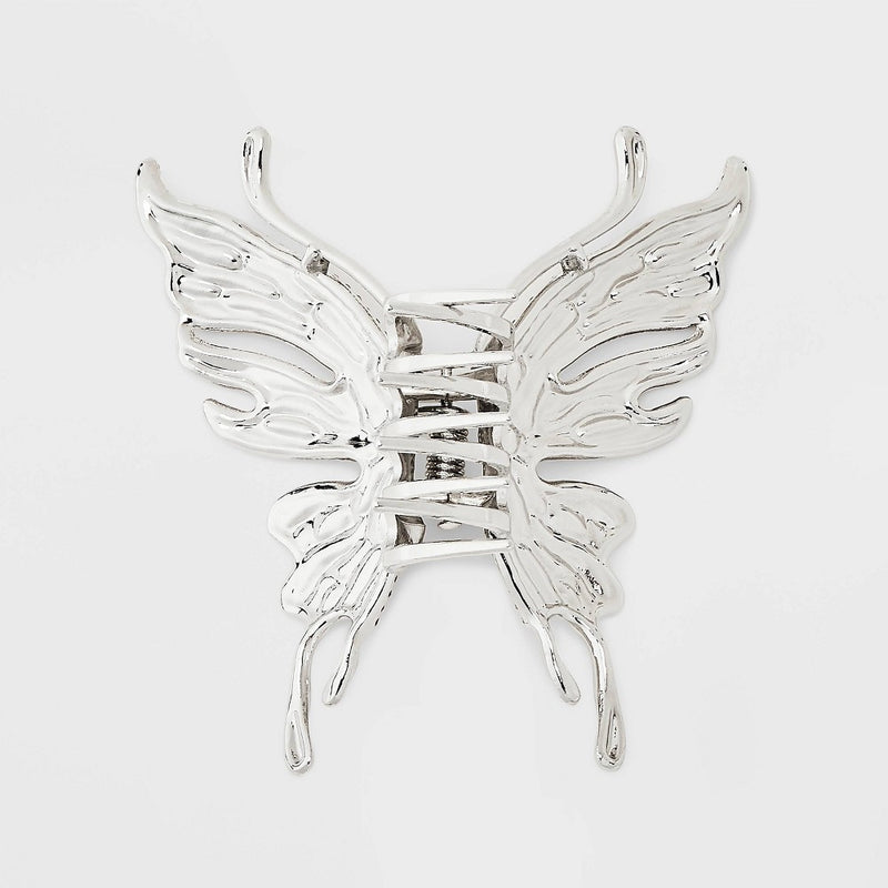 Metal Gem Butterfly Claw Hair Clip - Wild Fable™ Silver