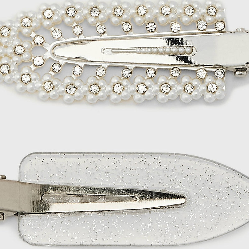 Pearl Creaseless Hair Clip Set 4pc - Wild Fable™ Silver