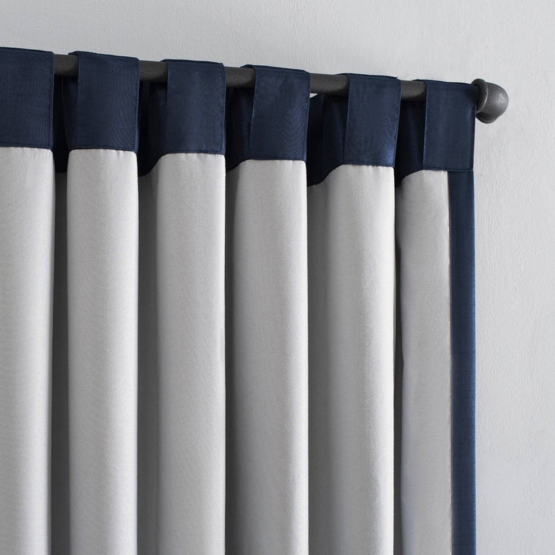 84"x50" Evelina Faux Dupioni Silk Thermal Extreme 100% Blackout Back Tab Curtain Panel Navy - Sun Zero
