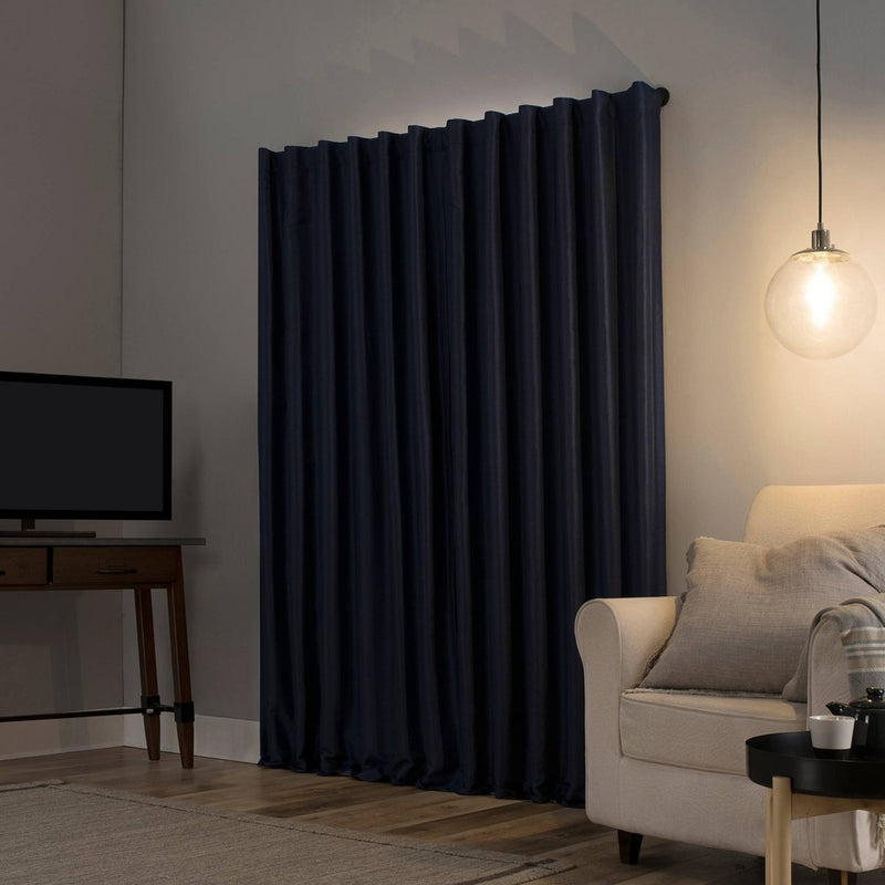 84"x50" Evelina Faux Dupioni Silk Thermal Extreme 100% Blackout Back Tab Curtain Panel Navy - Sun Zero