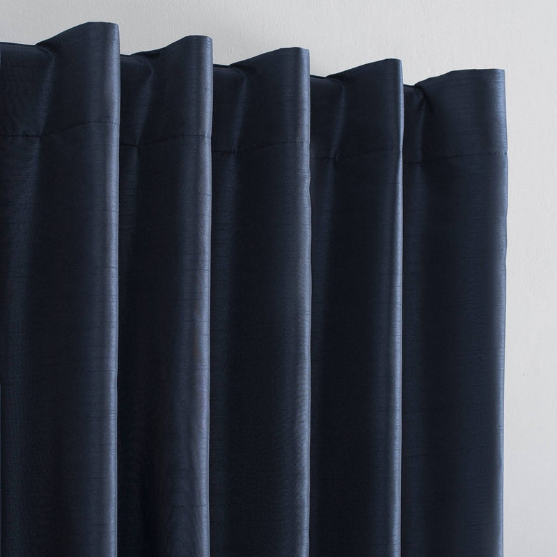 84"x50" Evelina Faux Dupioni Silk Thermal Extreme 100% Blackout Back Tab Curtain Panel Navy - Sun Zero