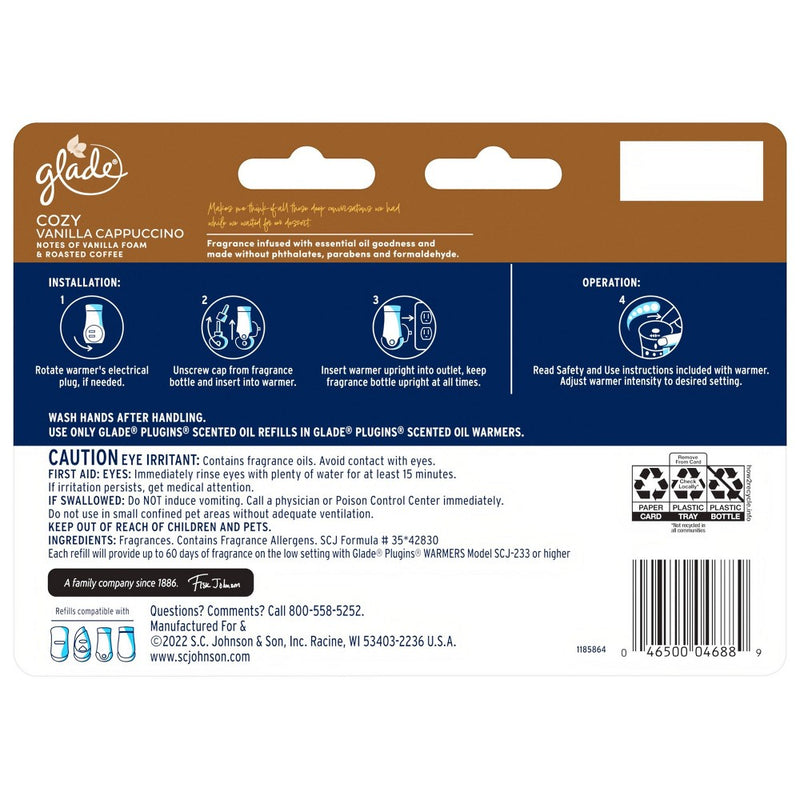 Glade PlugIns Scented Oil Air Freshener - Cozy Vanilla Capuccino - 4.69oz/7pk