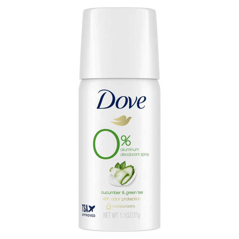 Dove Beauty 0% Aluminum, Cucumber & Green Tea Deodorant Spray - Trial Size - 1.1oz