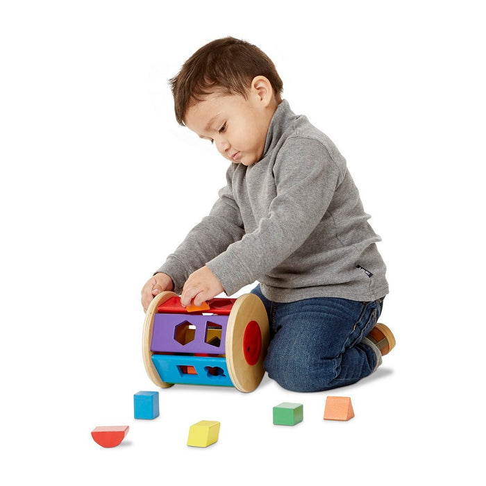 Melissa & Doug Match and Roll Shape Sorter - Classic Wooden Toy