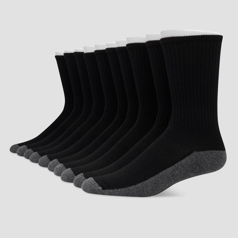 Men's Hanes Premium 10pk Crew Socks - Black