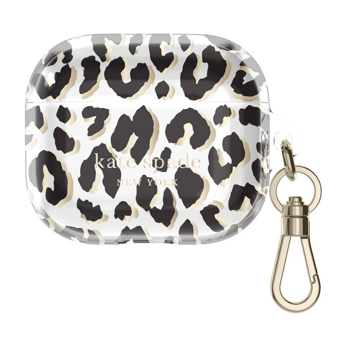 Kate Spade New York Protective AirPods (3rd generation) Case - City Leopard Black/Gold Foil/Clear