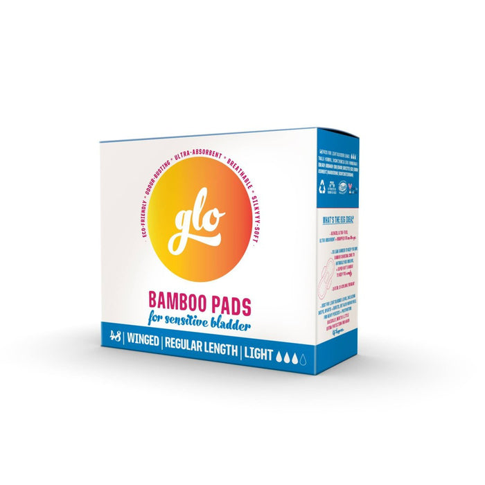 glo Here We Flo Megapack of Ultra-Secure Bamboo Pads for Sensitive Bladder for Leak Protection and Comfort - 48ct