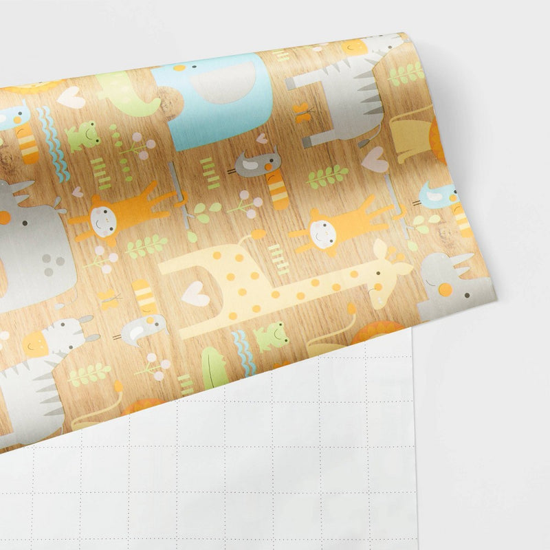 8x2.5' Baby Animals on Woodgrain Baby Shower Gift Wrapping Paper - Spritz™ (LOCAL PICKUP ONLY)