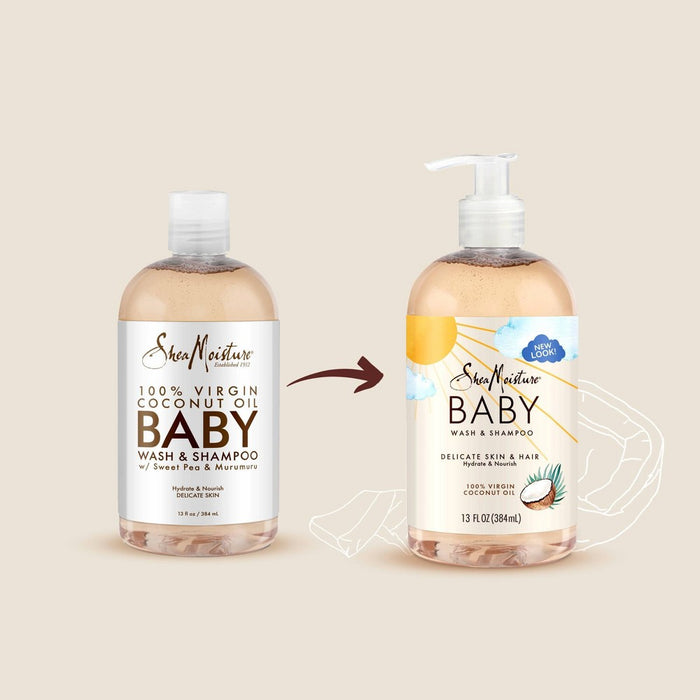 SheaMoisture Baby Wash & Shampoo 100% Virgin Coconut Oil Hydrate & Nourish for Delicate Skin - 13 fl oz