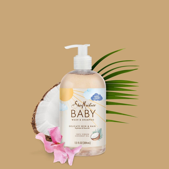 SheaMoisture Baby Wash & Shampoo 100% Virgin Coconut Oil Hydrate & Nourish for Delicate Skin - 13 fl oz